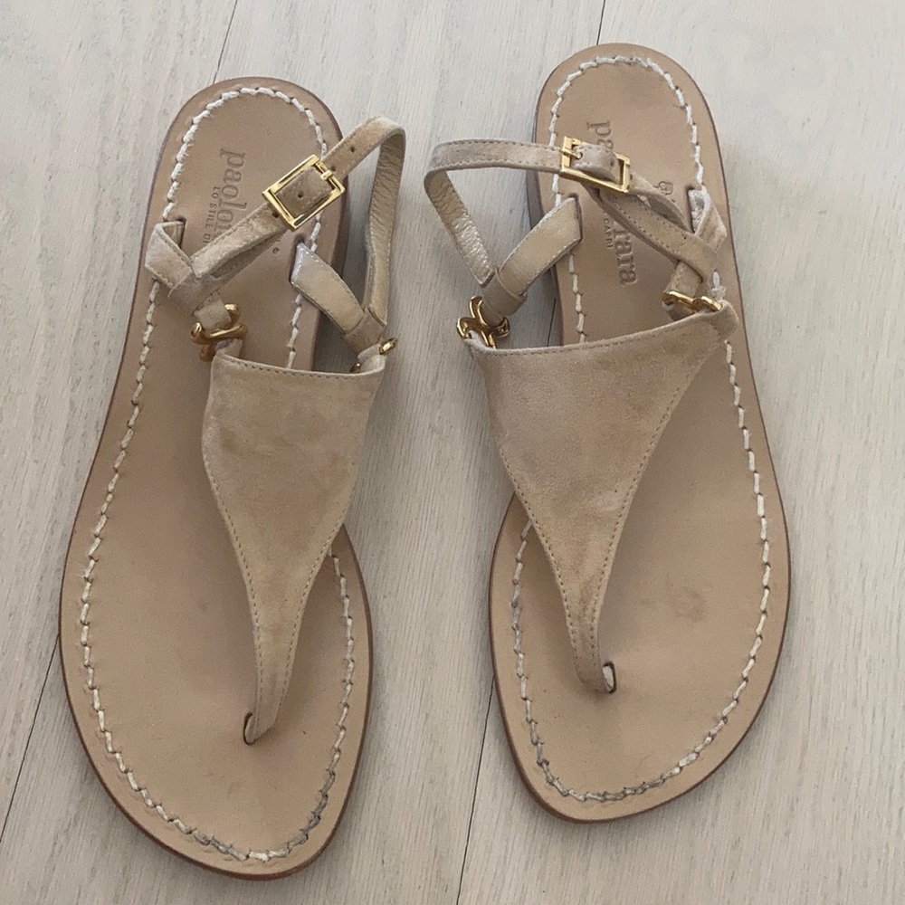 Paola Ferrara Beige Suede Sandals 37